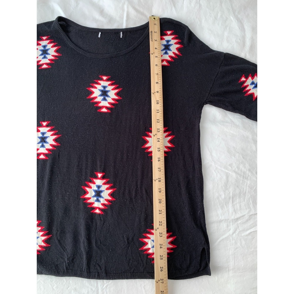 DAYDREAMER LA Southwestern Off Shoulder Knit Sweater‎ Black / Size M - Picture 12 of 15